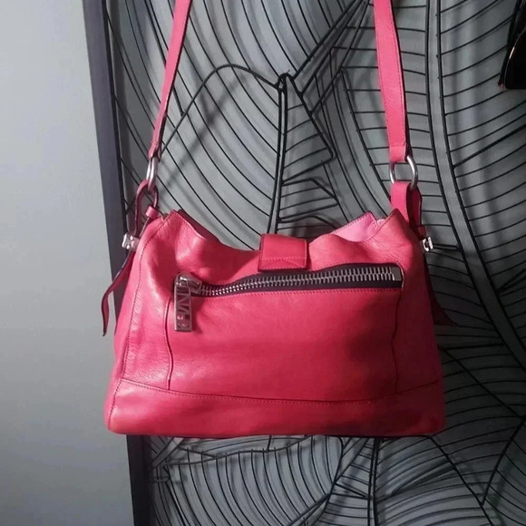 Kenzo | Pink Red Leather Kalifornia Shoulder  Crossbody Bag with Bold Hardware - Picture 2 of 16